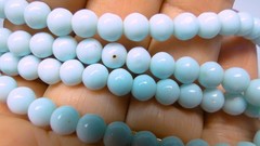 Lovely Vintage Strand Pale Blue (Turquoise??) Beads Necklace w 10K Gold Clasp