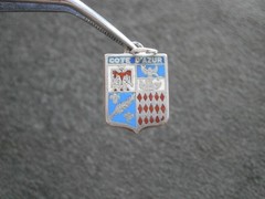 Cote d’Azure France Vtg Sterling Silver Enamel Travel Shield Bracelet Charm 2.0g