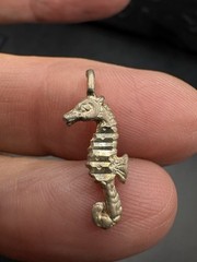Vintage Sterling Silver Seahorse Nautical Estate Charm Pendant 925