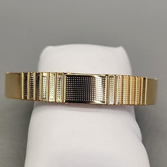 Vintage Expandable Bracelet Gold Tone Textured Ribbed 1cm Stretch 6.75″