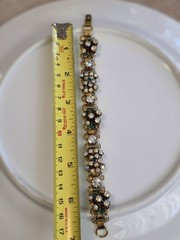 Vintage Signed Florenza Victorian Revival Rhinestone Bracelet 1950-1960s 6.5