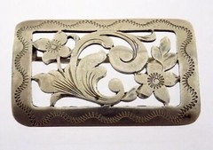 Vintage Marked RJ 800 Silver Flower Design Brooch Curved Motif Pin Flowers 10.6g