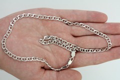 VINTAGE MARINER ANCHOR STERLING SILVER 925 CHAIN LINK 20.5″ NECKLACE LAYER