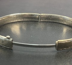 Vintage Sterling Silver Marathon Etched Bangle Bracelet 7.5” 12g