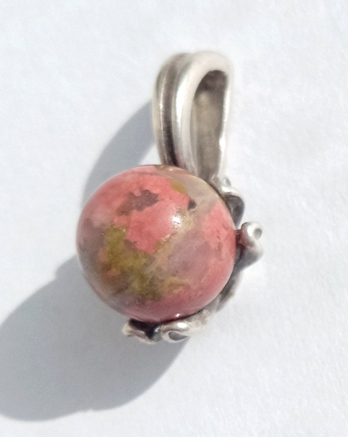 Vintage Pendant natural jasper stone Sterling Silver 925 test Women Jewelry