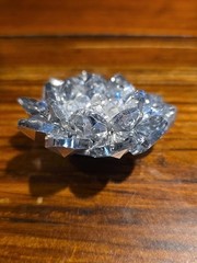 Rhinestone Brooch Clear Crystal Silver Metal Mid Century Domed Floral Pin