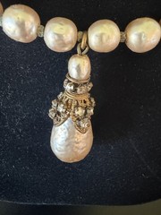 Vintage Miriam Haskell Faux Baroque Pearl Pendant UNSIGNED Wired Choker “AS IS”