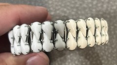 Vintage Silver Tone White Rhinestone Expandable Bracelet