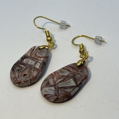 Brecciated Mexican Crazy Lace Jasper Earrings Gold French Wire Natural Gemstone