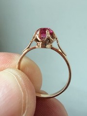 Vintage USSR 14K 583 Gold Ruby Ring Soviet Russian Jewelry Size 5.5 EU16
