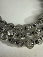 Vintage Judy-Lee 3 Strand Silver Art Glass Bead Necklace Earrings Set