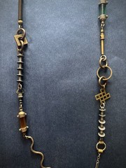 VINTAGE THOMAS MANN TECHNO ROMANTIC NECKLACE MIXED METALS SIGNED STEAMPUNK RARE