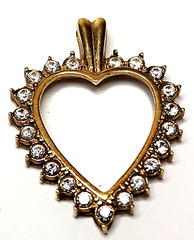Vintage Gold (no stamp) metal and CZ heart pendant