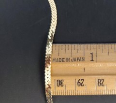 Vintage Signed Korea Flat Herringbone Gold Tone 20” Necklace