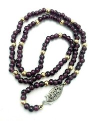 Vintage Purple Amethyst 18kt Gold Beaded Strand Necklace Sterling Silver Clasp