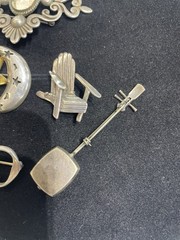 Lot Of VINTAGE STERLING SILVER BROOCHES 925 & TAXCO Flower Guitar Sun Moon Chair