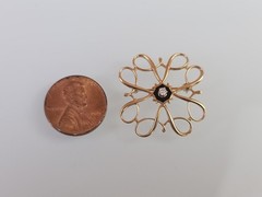 VTG AVON 10k Solid Yellow Gold Genuine Diamond & Onyx Pendant Pin Brooch 2.66gr