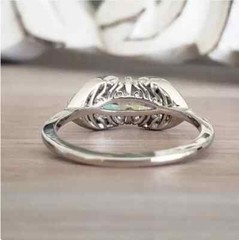 Art Deco Style Marquise Cut Lab Created Diamond 14K White Gold FN Wedding Ring
