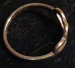 Vintage Used Two Hearts Together 18K HGF Ring Size 4.75 Tiny Pinky Unbranded GUC