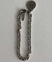 Old Forge Pewter Oval Link Bracelet Daffodil Faith Adjustable 8.5in w/ Charm 20g