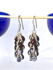 Vintage Grape Tourmaline Amethyst 925 Silver Dangle Earrings 2.0”