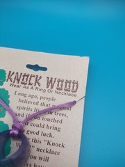 Vintage Knock Wood Good Luck Necklace Or Ring On Card Size Medium Natural Magic