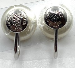 Vintage JMS Signed 12K Gold Filled & Simulated Pearl Screw Back Earrings