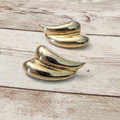 Vintage Earrings For Pierced Ears – 1 & 5/8″ Double Swish – Fair Condition