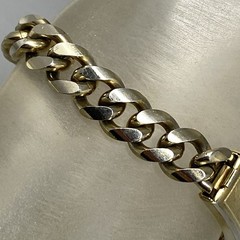 Vintage Speidel Mens ID Bracelet Curb Link Chain Gold Tone DAVID Tone Wear 7.5″