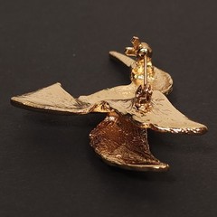 Vintage Hummingbird Brooch Pin Gold Tone Orange Brown Yellow Enamel Animal Fall