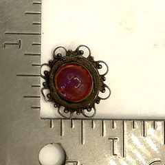 Vintage 7/8-inch Cobochon Filigree Brooch Pin Marked Sterling Silver Romantic