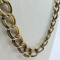Necklace Vintage Gold Tone Double Oval Link Chain Statement Bold Chunky Retro