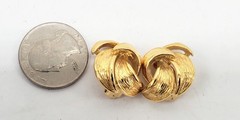 Vintage Signed Givenchy Gold Tone Swirl Clip Earrings 21mm X 18mm Paris New York
