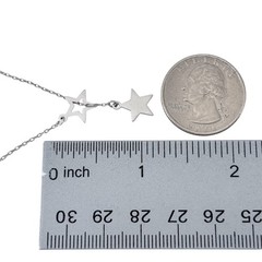 Vintage Sterling Silver 925 Double Star Pendant Necklace 14″-15.5″
