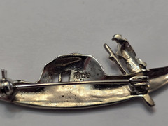 Vintage 800 Silver Marcasite Gondola Brooch