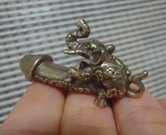Vintage Solid Brass Elephant Figurine Pendant Charm for Bags and Keyrings