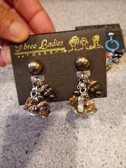 Lot Of 5 Vintage Three Ladies by Roxsann, Gold Tone Clip On And Pierced Earrings