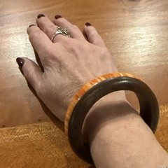 Handcraft Horn Bone and Wood Bangle Bracelet 3 Inch Wide #E284