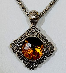 1990s 2 Tone Topaz Crystal Magnetic Enhancer Necklace Earrings Set 16”+3”Ext
