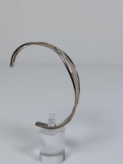 Vtg Alpaca Mexico Cuff Bracelet MOP Abalone Shell Inlay Silver Tone 1980s NOS