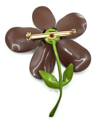 Fashion Brown Yellow Eyed Daisy Flower Brooch Pin