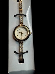 Vintage Avon 2003 Sparkle Tennis Bracelet Watch Gold Tone NIB