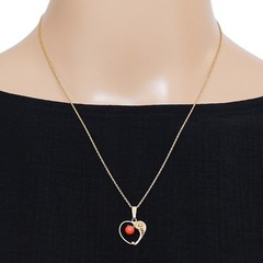 Vintage Gold Filled Heart Necklace W Coral Signed Sorrento Pendant, W.E.H. Chain