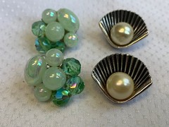 Vtg Clip-On Earring Lot Robert Rose Renoir Dalsheim Judy Lee Lisner Faux Gems