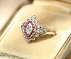 Vintage Art Deco Style Lab Created Diamond Engagement 14K Yellow Gold FN Ring