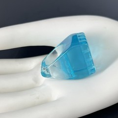 Chunky Lucite Square Ring Blue Ice Cube Size 8 Translucent Statement Runway