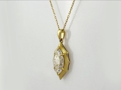 14kt yellow gold necklace with 1.98 carat Marquise Cut lab grown diamond IGI