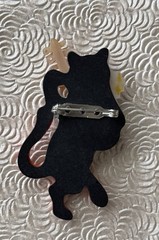Cat vintage style acrylic large brooch pin