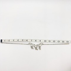 Vtg Statement Art Deco Clear Rhinestone Choker Necklace 14.5″ Silver Tone Bridal