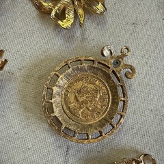 Vintage Style Jewelry Lot Gold Tone Brooch Earrings Charms Watch Mixed